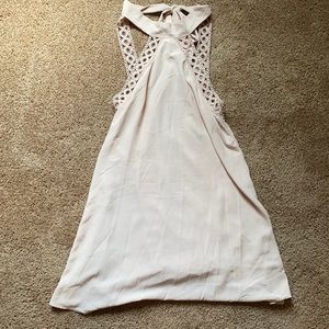 Blush pink open back dress